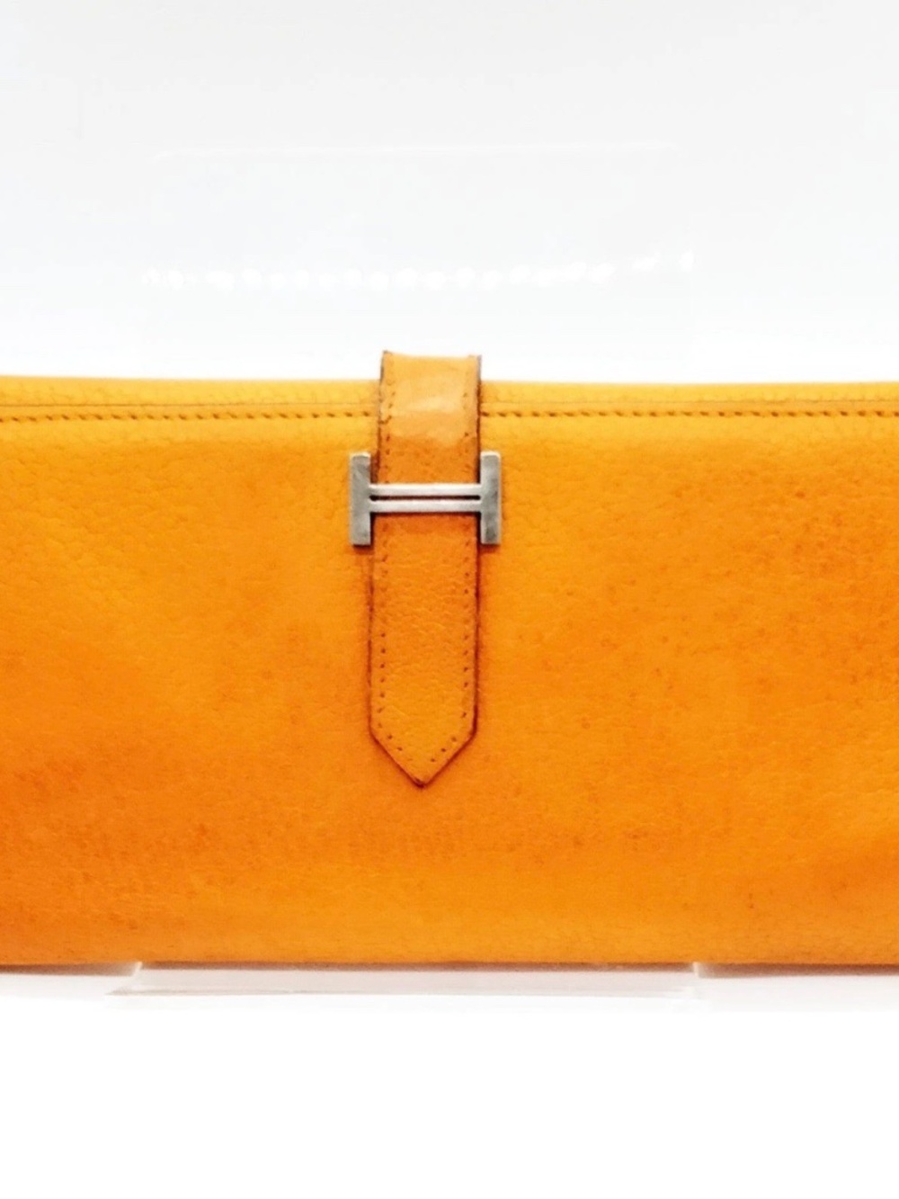 Hermès⎼Signature Orange Leather Long Bifold ("Béarn") Wallet